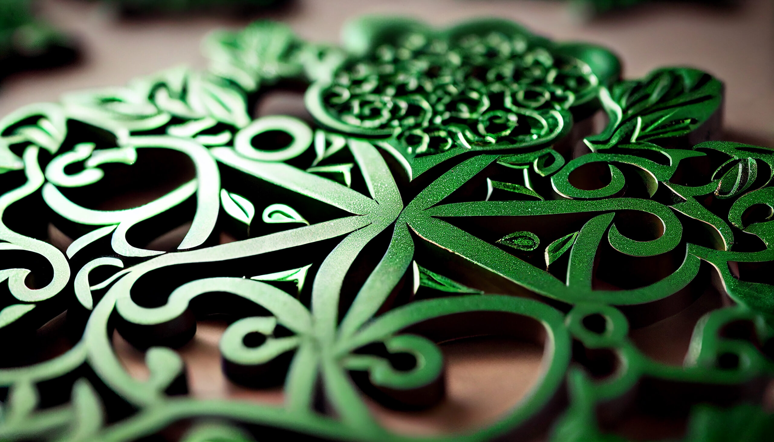 green wooden design ornate decoration generative ai scaled